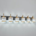 BBLLWJ Modern Black Gold 6 Light Bathroom Vanity Light Crystal Bathroom Light Fixtures Over Mirror