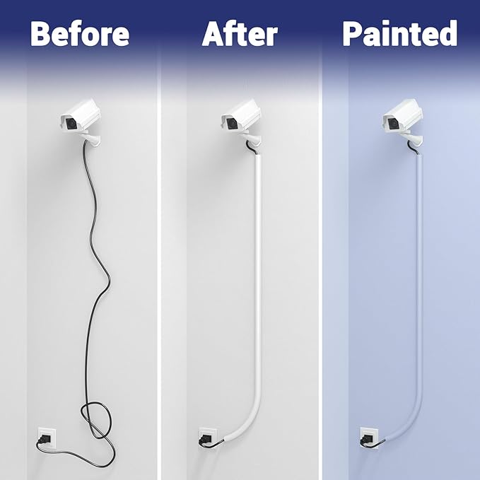 Wall Cord Hider - Flexible Cable Concealer for Mounted TVs, Self-Adhesive, W0.59inxH0.39in, White