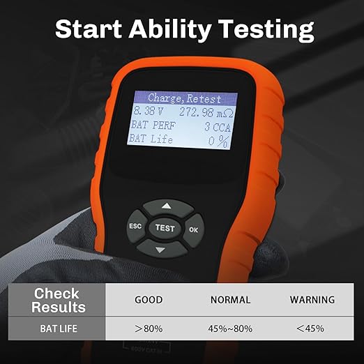 YOWEXA YW-781 Car Battery Tester 12V 24V, Automotive Battery Load Tester and Alternator Analyzer, 100–2000 CCA, 30–200Ah Battery Analyzer for Cars Trucks SUVs RVs Golf Carts