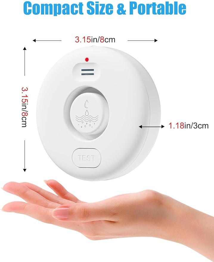 WD71 Water Leak Detector for WiFi Gateway/Hub, 120dB Adjustable Wireless Water Sensor Alarm, Smart Water Leak Alarm for Laundry, Kitchen, Basement, Home Bathroom (Gateway Not Included)