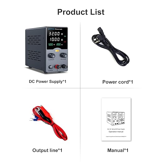 Wanptek DC Power Supply Variable 30V 10A, Bench Power Supplies with Encoder Adjustments Knob, USB Fast Charge Port with Output Current Display, 4-Digit LED Display