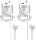 2.5 inch Power Grommet,20W USB-C Charging,1 Outlet with 2 USB C,1 USB Port,Furniture Flush Mount for Desktop,Recessed Power Strip,Workspace Essential Desk Outlet,2PCS (White, 2 PCS-6FT Cord)