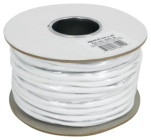 Rockville CL14-100-2 14 AWG 100ft Speaker Wire, CL2 Rated, 70V/100V Compatible, in-Wall/Ceiling, Oxygen-Free Copper, Low Resistance, Perfect for Home and Commercial Audio