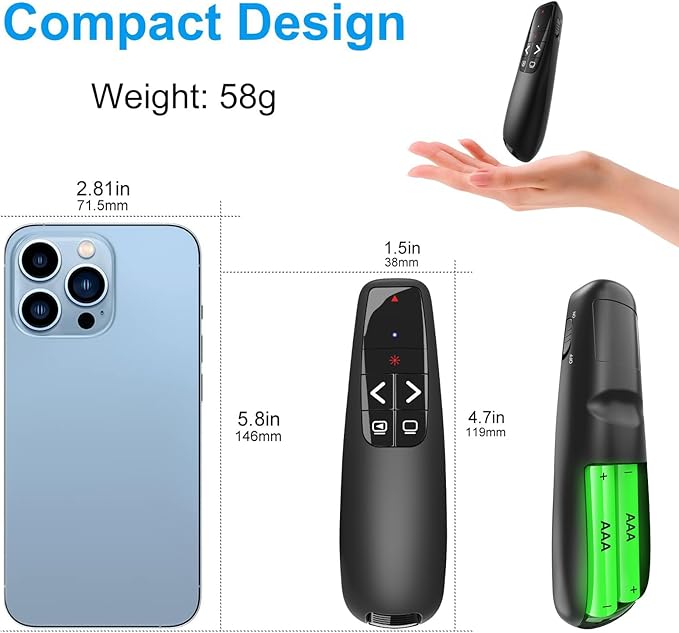(4 Units) Wireless Presenter Remote, Clicker for Laptop PowerPoint Presentations Pointer, RF Computer Clicker for Presentations Remote, Slideshow/Smartboard/College/Classroom/PPT Clicker