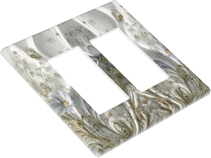 Bvtewkhz Boho Floral Wild Flower 2 Gang Double Rocker Decorative Light Switch Covers Electrical Faceplate Switch Plates for Bathroom Kitchen Home