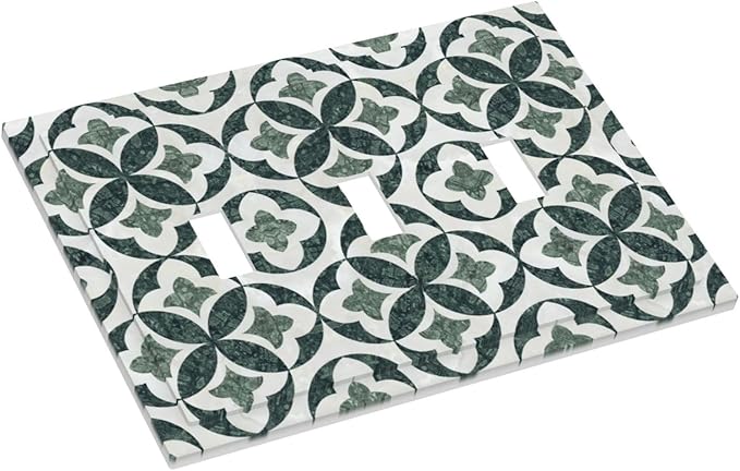Bvtewkhz Green Luxury Modern Cubic Marble 3 Gang Triple Toggle Decorative Light Switch Covers Electrical Faceplate Switch Plates For Bathroom Kitchen Home
