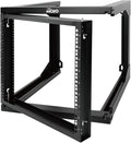 Tecmojo 9U Rack Wall Mount with Swing Gate, 9U Server Rack for 19inch Computer/AV/Data/IT/Media Equipment, Open Frame Server Rack with 24inch Depth, Square&Tapped Holes