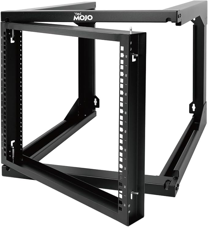 Tecmojo 9U Rack Wall Mount with Swing Gate, 9U Server Rack for 19inch Computer/AV/Data/IT/Media Equipment, Open Frame Server Rack with 24inch Depth, Square&Tapped Holes
