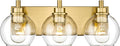 METWET Bathroom Light Fixtures, 3-Light Brushed Gold Vanity Light, Modern Wall Sconces with Clear Glass Globe Shade, Bathroom Wall Lights for Mirror Kitchen Bedroom Hallway Living Room, VL195-GD-3