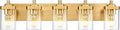 METWET Bathroom Light Fixtures, 30" Brushed Gold Vanity Light, 5-Light Modern Wall Sconces with Square Clear Glass Shade, Vanity Lighting Fixtures Over Mirror, VL194-BG-5