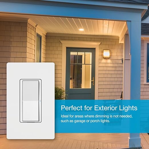 Lutron Claro Smart Light Switch for Caseta Lighting, for LED Lights, Fans, 5 Amp, Single-Pole/3-Way, Neutral Required, DVRF-5NS-GR, Gray