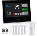 Wireless Home Alarm System 9 PCS, 2.4G WiFi Alarm System with 7 in Touchscreen, Remotes, Door Sensors, Motion Detector for Home, Apartment Security, Compatible with Alexa & Google, No Monthly fees