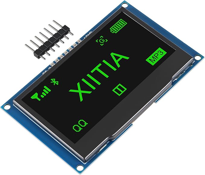 XIITIA 2pcs 2.42 inch 128x64 OLED LCD Display Module SSD1309 7 Pin SPI/IIC I2C Serial Interface for Arduino UNO R3 (Green Light)