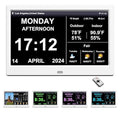 FEYBYLA 2025 New Digital Clock with Temperature/Humidity & Weather Forecast, Auto Time Sync Large Display, Custom Alarms & Medication Reminders, Ideal for Elderly (White, 10.1inch)