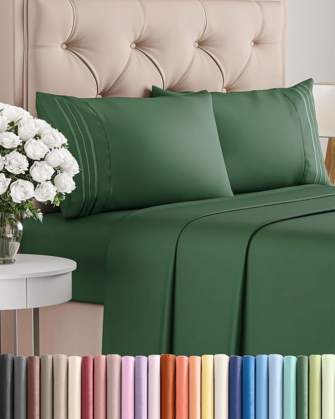 Full Size 4 Piece Sheet Set - Comfy Breathable & Cooling Bed Sheets Set - Hotel Luxury Bedding for Women, Men, Kids, Teens, Boys & Girls - Deep Pockets, Soft, Wrinkle Free - Oeko-Tex - Emerald Green