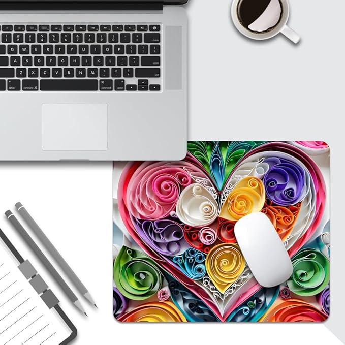 Love Flower Square Mouse pad, Texture, Waterproof, Anti Slip Rubber Base, Computer Mouse pad, Laptop Mouse pad