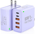 2Pack USB C Fast Charger Block, Total 60W 5-Port USB C Wall Charger 30W Type C Charging Block, 2USB C+3USB A PD 3.0 Multiport Charging Cube for iPhone 17 16 15 14 Pro Max, G-alaxy S25 S24 Ultra, i Pad