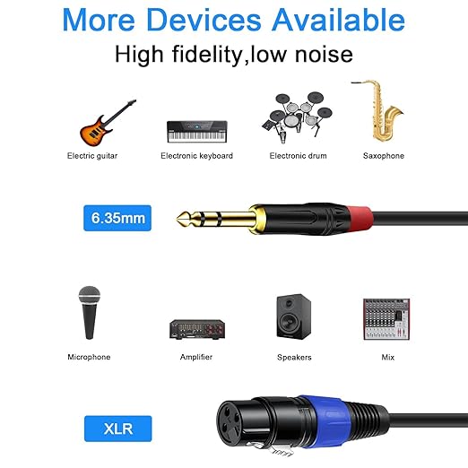 Jozzai 6.35mm Dual TRS to XLR Female Cable for Microphone, Mixer, Amplifier, 3.3 FT, Dual1/4 TRS Male to XLR Audio Cable, Y Splitter Patch Cord, 3-PinXLR to Dual 1/4 Converter Adapter Cable
