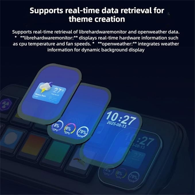 VELATEMOR AI Voice Control Panel, 10 LCD Mechanical Buttons 2.01 Inch Auxiliary Screen, with AI Voice Recognition and One Key Macro, for OS X Smart Home Automation (White)