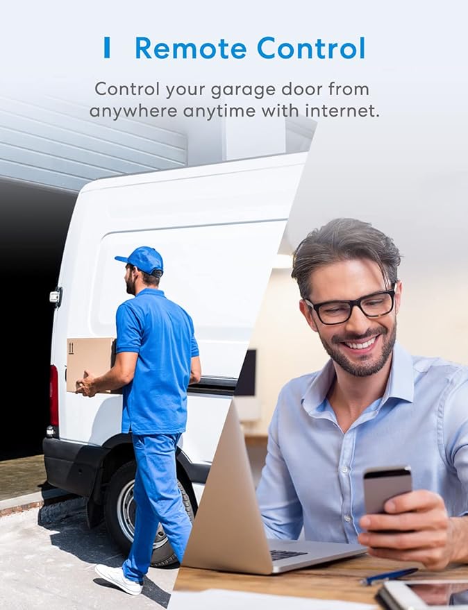 meross Smart Garage Door Opener Remote, Compatible with Apple HomeKit, Amazon Alexa, Google Assistant, SmartThings, Siri, CarPlay and Android, Universal WiFi Garage Controller, No Hub Required
