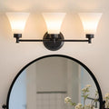 LOUSACE 3 Light Bathroom Vanity Light Matte Black Bathroom Lighting Fixtures Over Mirror with Opal White Frosted Glass, Vintage Traditional Wall Lighting Fixture Vanity Sconces Light for Bedroom