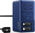 USB C Charger 275W Charging Station with Retractable Dual Cables,Upgraded 8-in-1 GaN IV Fast Charging Hub Block+PD QC PPS 65W Laptop Adapter for MacBook Pro/Air,iPad,iPhone 17/Pro,Galaxy S24,Dell-Navy