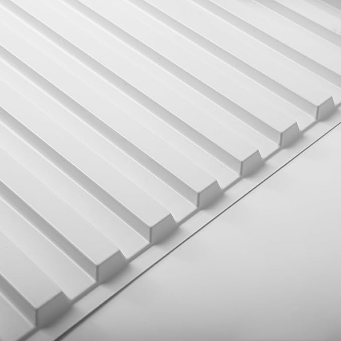 Art3d 12-Pack Slat Design 3D Wall Panels for Interior Wall Decor, 2x4 FT PVC Decorative Drop Ceiling Tiles - White