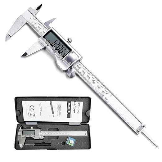 150mm Digital Caliper Stainless Steel Vernier Micrometer Measuring Tool Electronic LCD Display Precision Ruler Metric Inch Conversion Professional Calipers for Machinist Woodworking DIY Measurement