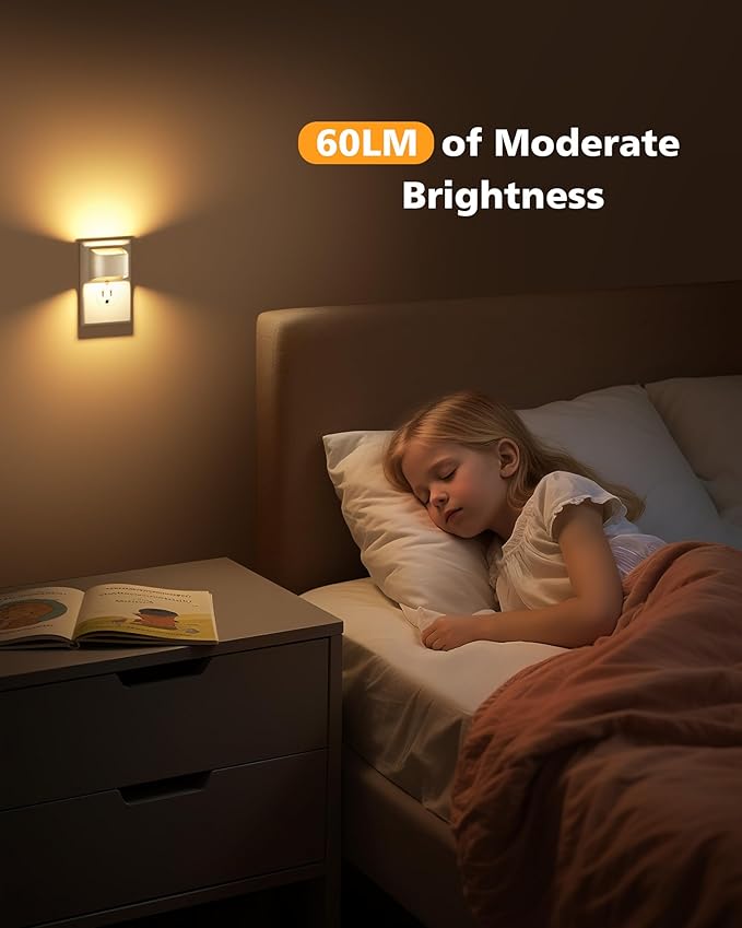 VOLISUN Night Lights Plug into Wall, 2 Pack Up and Down LED Night Light with Dusk to Dawn Light Sensor, 3000K Warm White Nightlight for Hallway, Bedroom, Bathroom, Kitchen White