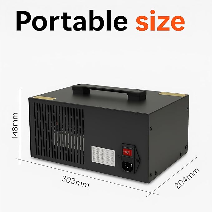 Industrial Ozone Machine 16000mg/h High Output Air Cleaner, Removes Odors, for Smoke, 60-Min Timer for Large Spaces, Ideal for Commercial & Home Use