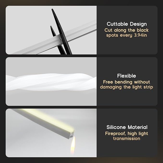 VOEWT LED Strip Lights Neutral White 4000K,98.4ft 110-120V Neon Rope Lights,Flexible Silicone Outdoor Waterproof Neon Strip Lights for Bedroom,Mirror,Kitchen Cabinet, Living Room,Halloween Decor