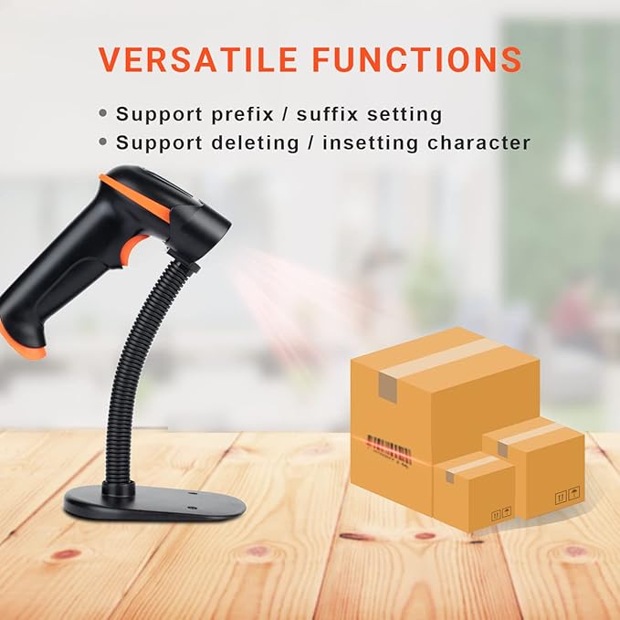 Tera Barcode Scanner Wireless 1D Laser Cordless Barcode Reader with Battery Level Indicator, Versatile 2 in 1 2.4Ghz Wireless and USB 2.0 Wired with Stand Model 5100-Z