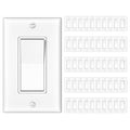 Amico 50 Pack Single Pole Light Switch with Wall Plate, UL Listed, 15A 120/277V, On/Off Rocker Paddle Interrupter Wall Switch, Grounding Screw, Residential Grade, Suitable for Home and Business, White