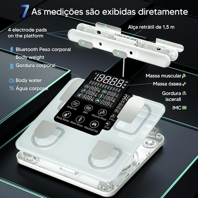 arboleaf Scale for Body Weight, Smart Scale with BMI, Body Fat, Muscle Mass, 26 Metrics Full Body Composition Analyzer, 8-Electrode High Precision Digital Bathroom Scale, Bluetooth Sync, White