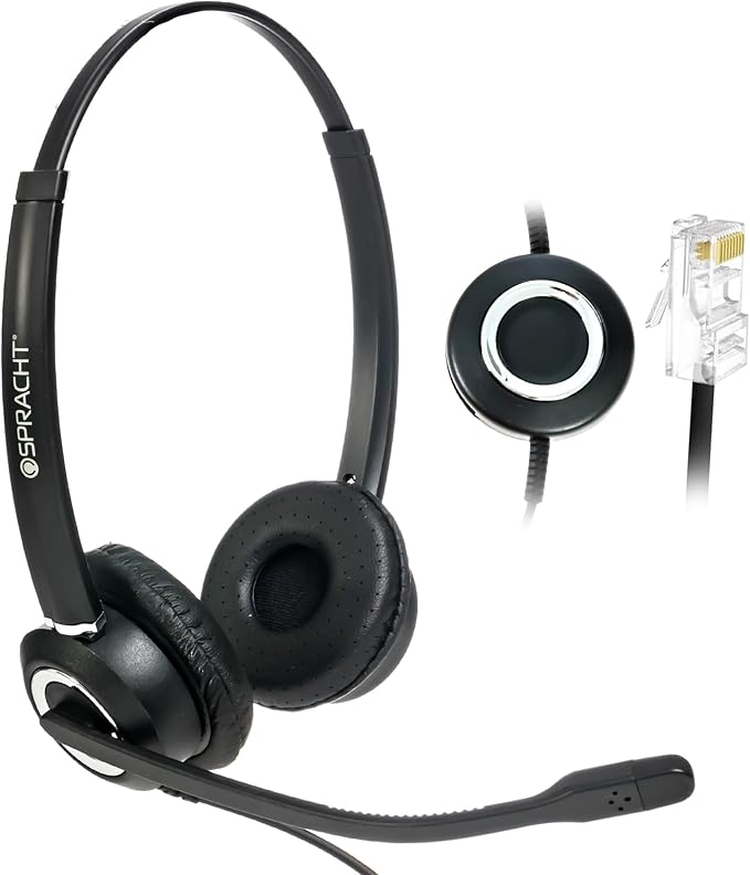 Spracht Zum RJ9 Dual Ear Wired Headset for Desktop Phones | Universal Telephone Headsets for Office Telephones | Works with Polycom Digium Nortel Yealink Grandstream Cisco
