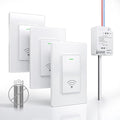Wireless Light Switch and Receiver Kit (3V1), Self-Powered (No Battery Required), No WiFi Needed, Remote Control Lighting Switch for Indoor and Outdoor Light Fixtures, 4-Way