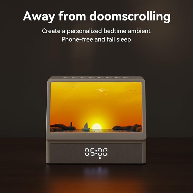 Sunrise Alarm Clock with Sound Machine for Bedrooms Heavy Sleepers,Smart Wake Up Light Sunrise Alarm Clock White Noise Machine for Adults Kids(White)
