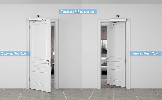 Olideauto Black Automatic Touch Free Door Opener DSW120,Automatic Exterior Door Kit Sensor Open with 2PCS Touchless Motion Sensor