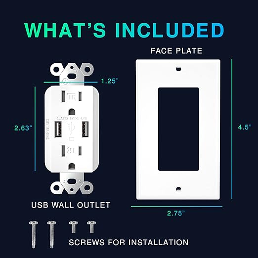 EverElectrix 10 Pack 4.8A Wall Outlet with USB Ports 15Amp Duplex USB Wall Outlets Tamper Resistant Outlet Charger, UL Listed, Electrical Outlet with Dual Port, White Outlets Receptacles