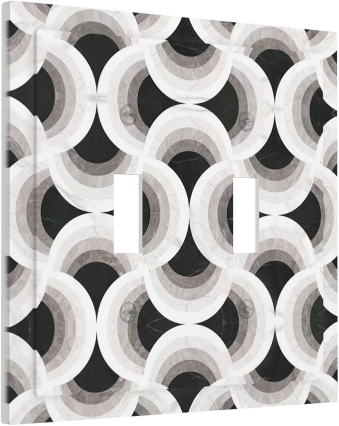 Bvtewkhz Black/White Art Marble 2 Gang Double Toggle Decorative Light Switch Covers Electrical Faceplate Switch Plates for Bathroom Kitchen Home