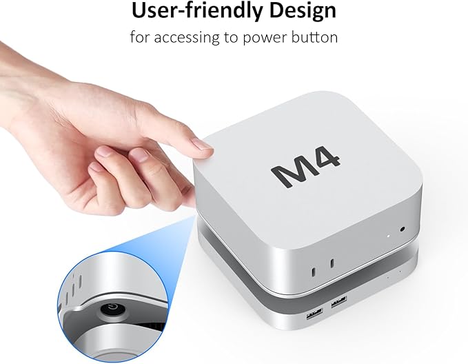Akkyajaure 40Gbps USB4 Hub & Stand for Mac mini M4/M4 Pro, All-Aluminum Docking Station with 40Gbps M.2 SSD (NVMe PCle) Enclosure, 3*USB 2.0, 3.5mm Audio, USB4 Host | Mac mini M4 USB-4 Dock