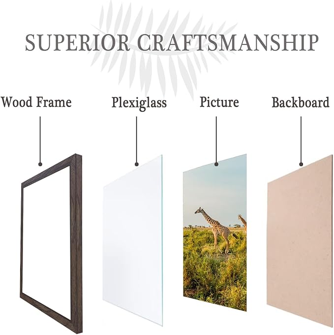 TKYGU 8.5x11 Picture Frame walnut Set of 3, Certificate Frame Poster and Photo frame, Horizontal and Vertical Formats for Wall or Tabletop, 8.5x11 Frame with Shatter Resistant Plexiglass, best gift