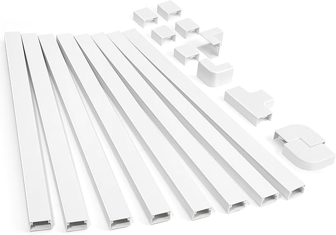 126in Cord Hider Kit, ZhiYo Cord Covers for Wall Mounted TV, Paintable Wire Cover for Cords, TV Cable Hider Wall Kit, Cable Cover Wire Management, White Cords Concealer, 8 x L15.7in W0.95in H0.55in