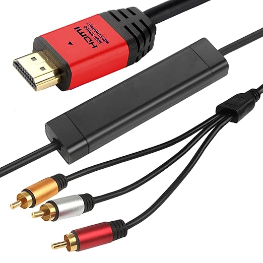 HDMI to RCA 6FT Cable with IC, HDMI Male to 3-RCA RD AV Cable Video Audio Component Converter Adapter 1080P Cable for TV HDTV DVD (