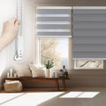 FOIRESOFT Standard Custom Blackout Zebra Roller Blinds [Bonita, Grey, W 10-109 x H 10-105 inch] Dual Layer Privacy Shade, Room Darkening, Select 1x1 for Custom