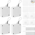 MECCANIXITY Punch-Free 1500g Automatic Sliding Screen Door Closer, Multifunctional Storm Sensor Door Closer with Steel Drawstring for Bedroom Storm Bathroom Study Room (White Pack of 4)