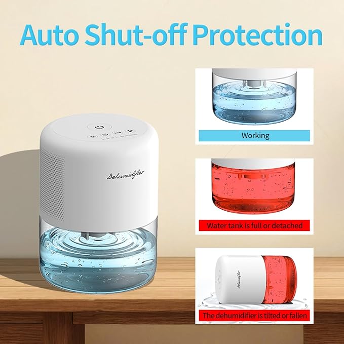 NeedDuck Dehumidifier for Home Small Quiet Dehumidifiers for 44OZ Water Tank Auto Defrost and Shutoff 10 Colors Light 4 Timer Options 3 Modes Portable Dehumidifiers for Bedroom Bathroom Closet RV