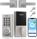 Philips Wi-Fi Smart Door Lock, Keyless Entry Door Lock with App Control,Fingerprint ID,Auto Lock,Keypad Deadbolt with Wi-Fi Bridge Adaptor,Smart Locks for Front Door-Matte Black