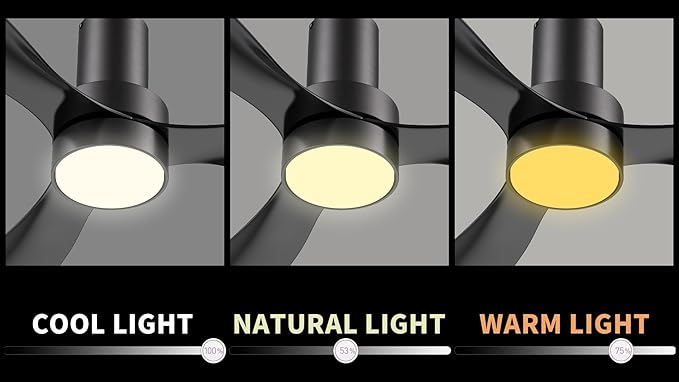 SMAAIR 52" Smart Flush Mount Ceiling Fans with Lights and Remote, Quiet DC Motor, 3-Blade Modern Ceiling Fan, Low Profile Ceiling Fan works with APP/Voice, 8H Timer &24H Schedule, ABS Blades, Black