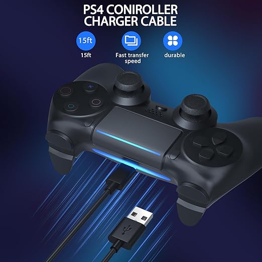 15FT Long Micro USB Cable,PS4 Controller Charger Cord for Xbox One S X,PS4 Charging Cable for Sony PlayStation-4,PS 4 Slim Pro,Fire Stick,Old Android Phone Micro B Data Cord for Samsung Kindle Tablet